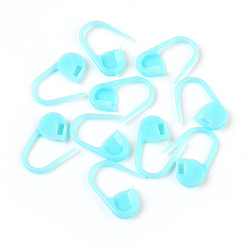 Bleu Ciel Clair Support de marqueurs de point de verrouillage en plastique ABS écologique à tricoter au crochet, lumière bleu ciel, 22x11x3 mm, broches: 1 mm