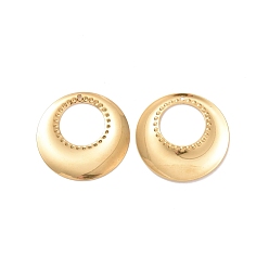 Golden 304 Stainless Steel Pendants, Dot Textured Ring Charm, Golden, 32x1mm, Hole: 1.5mm