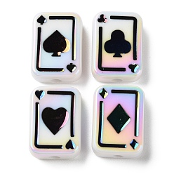 Белый Дым УФ-покрытие Радужные радужные акриловые эмалевые бусины, покер, серый, 25.5x18.5x8.5 мм, отверстие : 4 мм