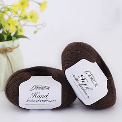 Coffee Wool Yarn for Sweater Hat, 4-Strands Wool Threads for Knitting Crochet Supplies, Coffee, about 656.17 Yards(600m)/Roll