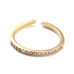 Настоящее золото 18K Открытое кольцо-манжета из прозрачного кубического циркония для женщин, без кадмия, без никеля и без свинца, реальный 18 k позолоченный, размер США 5 1/4 (15.9 мм)