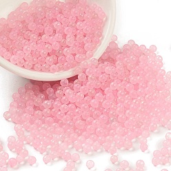 Pink Светящиеся прозрачные стеклянные круглые бусины, нет отверстий / незавершенного, класс А, розовые, 3~3.5 мм, около 7500 шт / упаковка