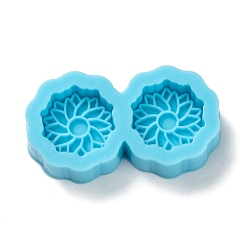 Темно-Голубой DIY силиконовые формы кулон, для изготовления сережек, формы для литья смолы, для уф-смолы, изготовление ювелирных изделий из эпоксидной смолы, цветок, глубокое синее небо, 16.5x30x6 мм, внутренний диаметр: 12 мм