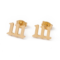 Number Angel Number Earrings, 304 Stainless Steel Stud Earrings for Women, Num.1, 7.5x11mm, Pin: 0.7mm