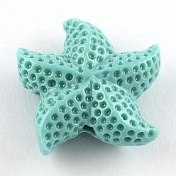 Pale Turquoise Dyed Synthetical Coral Beads, Starfish/Sea Stars, Pale Turquoise, 20x19x7mm, Hole: 1.5mm