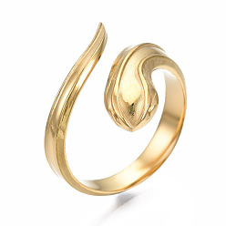 Golden 304 Stainless Steel Snake Wrap Open Cuff Ring for Women, Golden, US Size 7(17.3mm)