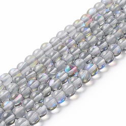 Gray Synthetic Moonstone Beads Strands, Round, Gray, 6mm, Hole: 0.8mm, about 63pcs/strand, 14.57''~15.55''(37~39.5cm)
