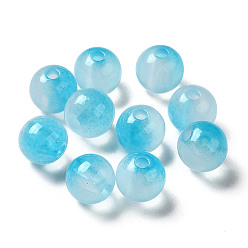 Bleu Ciel Foncé Perles acryliques transparentes, deux tons, ronde, bleu profond du ciel, 7.5x7mm, Trou: 1.8mm, environ: 1900~2000 pcs / 500 g