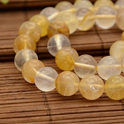 Quartz Ferrugineux Brins de perles rondes de quartz hématoïde jaune de pierres précieuses naturelles, quartz ferrugineux, 10mm, Trou: 1mm, Environ 37 pcs/chapelet, 15.1 pouce