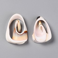 Seashell Color Natural Freshwater Shell Beads, No Hole/Undrilled, Shell, Seashell Color, 24~35x12~24x3.5~6mm, about 198pcs/500g