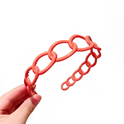 Salmon Plastic Curb Chains Shape Hair Bands, Wide Hair Accessories for Women, Salmon, 120mm