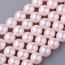 Pink Shell hebras de perlas de cuentas, arco iris chapado, Grado A, rondo, rosa, 8 mm, agujero: 1 mm, sobre 51 unidades / cadena, 16 pulgada