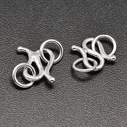 Silver Sterling Silver S-Hook Clasps, Silver, 8x7.6x1.2mm, Hole: 3.6mm, about 56pcs/20g