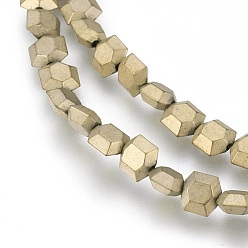 Plaqué Bronze Antique Galvaniques perles d'hématite synthétique non magnétique brins, givré, hexagone, antique bronze plaqué, 6x6x3mm, Trou: 1mm, Environ 72 pcs/chapelet, 15.94 pouce (40.5 cm)