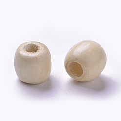 Mousseline au Citron Perles en bois d'érable naturel teint, baril, sans plomb, mousseline de citron, 16x16~17mm, trou: 8 mm, environ 676 pcs / 1000 g