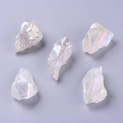 Quartz Crystal Angel Aura Quartz, Rough Raw Natural Quartz Crystal Pendants, Nuggets, AB Color Plated, 41~48x22~25.5x15.5~20mm, Hole: 1.8mm