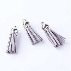 Gainsboro Faux Suede Tassel Pendant Decorations, with CCB Plastic Cord Ends, Platinum, Gainsboro, 35~37x10mm, Hole: 1.8mm