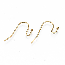 Golden 304 Stainless Steel Earring Hooks, Ear Wire, Cadmium Free & Nickel Free & Lead Free, Golden, 11x21mm, 21 Gauge, Pin: 0.7mm