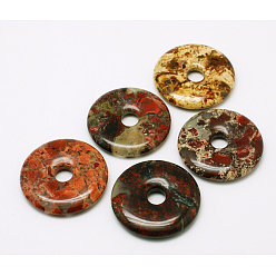 Mahogany Obsidian Donut/Pi Disc Natural Gemstone Pendants, Mahogany Obsidian, Donut Width: 12mm, 30x5mm, Hole: 6mm