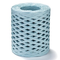 Light Sky Blue Raffia Ribbon, Packing Paper String, for Gift Wrapping, Party Decor, Craft Weaving, Light Sky Blue, 3~4mm, about 200m/roll
