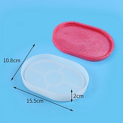 White Oval DIY Food Grade Silicone Coaster Molds, For DIY Cup Mat Decoration, UV Resin & Epoxy Resin Jewelry Making, Oval, White, 155x108x20mm