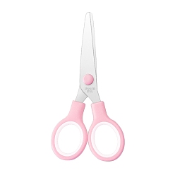 Pink Tijeras para cortar papel de acero inoxidable para niños, con mango de plástico, tijera de oficina multiusos, asas de fácil agarre, rosa, 130x62 mm
