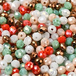 Verde Pálido Perlas de vidrio, facetados, Rondana plana, verde pálido, 6x5 mm, agujero: 1 mm, Sobre 2360 unidades / 500 g