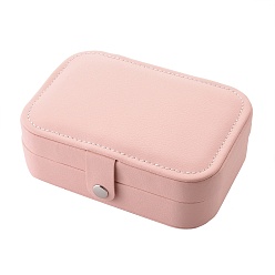 Pink PU Leather Jewelry Boxes, Portable Jewelry Storage Case, for Ring Earrings Necklace, Rectangle, Pink, 16x11.6x5.8cm