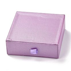 Medium Orchid Square Paper Drawer Box, with Black Sponge & Polyester Rope, for Bracelet and Rings, Medium Orchid, 9.3x9.4x3.4cm