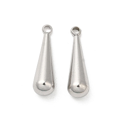 Stainless Steel Color 304 Stainless Steel Pendants, Teardrop Charm, Stainless Steel Color, 17x5mm, Hole: 1.6mm