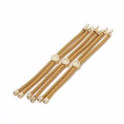 Goldenrod Nylon Twisted Cord Bracelet Making, Slider Bracelet Making, with Brass Findings, Golden, Goldenrod, 8.7 inch~9.3 inch(22.2cm~23.8cm), 3mm, hole: 1.5mm