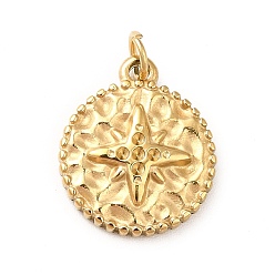 Real 14K Gold Plated Ion Plating(IP) 304 Stainless Steel Pendant Rhinestone Settings, with Open Jump Rings, Flat Round with Star Pattern, Real 14K Gold Plated, Fit for 0.8mm Rhinestone, 14x12x2mm, Hole: 2.8mm