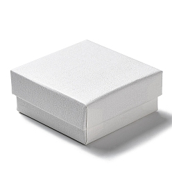 White Cardboard Jewelry Set Boxes, with Sponge Inside, Square, White, 7.2x7.25x3.2cm