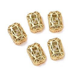 Olive Eco-friendly Brass Micro Pave Cubic Zirconia Multi-strand Links, Rack Plating, Cadmium Free & Lead Free, Rectangle Octagon, Golden, Olive, 12x8x5mm, Hole: 1.2mm