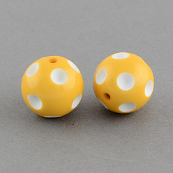 Gold Bubblegum Opaque Acrylic Round Beads, Gold, 20mm, Hole: 2mm