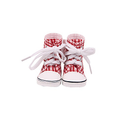 Crimson Cloth Doll Shoes, High Top Canvas Sneaker for 14 inch American Girl Dolls Accessories, Crimson, 54x32x58mm