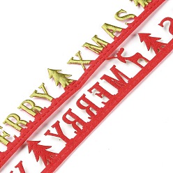 Gold Christmas Merry Xmas Felt Lace Trim, Polyester Word Trim Embellishment, for Christmas Party Decoration, Gold, 7/8 inch(23mm), about 10.94 Yards(10m)/Roll