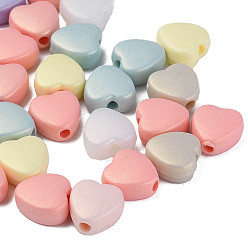 Mixed Color Spray Painted Acrylic Beads, Rubberized Style, Heart, Mixed Color, 8.5x8x4mm, Hole: 1.8mm, about 2500pcs/500g