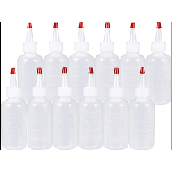 White Plastic Graduated Squeeze Bottles, with Red Tip Cap, Durable Squirt Bottle for Ketchup, Sauces, Syrup, Dressings, Arts & Crafts, White, 5.3x12.5cm, Capacity: 180ml