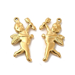 Real 18K Gold Plated Ion Plating(IP) 
304 Stainless Steel Pendants, Cupid Charm, Real 18K Gold Plated, 29x17x4mm, Hole: 1.2mm