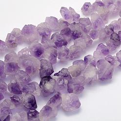 Amethyst Natural Amethyst Beads Strands, Nuggets, 13~23x10~21x3~18mm, Hole: 1.2mm, about 15.7 inch(40cm)