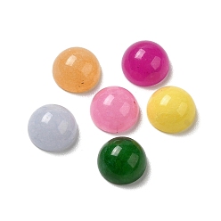 Mixed Color Natural White Jade Cabochons, Dyed, Half Round/Dome, Colorful, 6x3mm