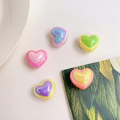 Mixed Color Opaque Acrylic Beads, Heart, Tow Tone, Mixed Color, 15.6x17.8x12mm, Hole: 3.8mm