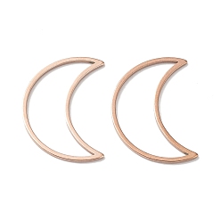Rose Gold Ion Plating(IP) 304 Stainless Steel Linking Rings, for Jewelry Making, Moon, Rose Gold, 25x17.5x0.8mm, Inner Diameter: 23x8.5mm