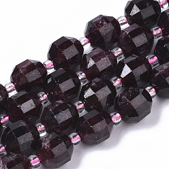 Garnet Natural Garnet Beads Strands, Round, Faceted, 7.5x8mm, Hole: 1.2mm, about 18~20pcs/strand, 7.48 inch(19cm)