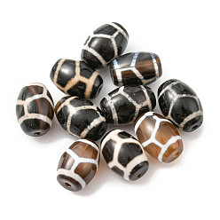 Tortoise Pattern Style tibétain perles dzi, perles en agate naturelles, teints et chauffée, ovale, motif de tortue, 13.5x10mm, Trou: 1.2mm