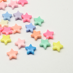 Color mezclado Perlas estrella acrílicos opacos, color mezclado, 14x14x5 mm, Agujero: 2 mm, sobre 1100 unidades / 500 g