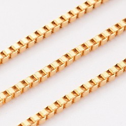 Oro Revestimiento iónico (ip) 304 cadenas venecianas de acero inoxidable, cadenas de caja, sin soldar, con carrete, dorado, 2 mm, aproximadamente 32.8 pies (10 m) / rollo