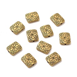 Antique Bronze Tibetan Style Alloy Beads, Rectangle with Flower, Lead Free & Cadmium Free, Antique Bronze, 12x10x3mm, Hole: 1.5mm