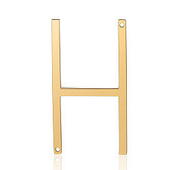 Letter H 201 Stainless Steel Links connectors, Letter, Golden, Letter.H, 37x20x1mm, Hole: 1mm